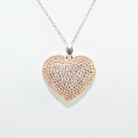 Pave Heart Pendant - Light Siam/Siam