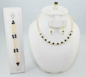 Set bijuterii cu cristale si perle SWAROVSKI ELEMENTS - cream pearl