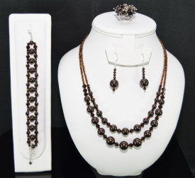 Set bijuterii cu cristale si perle SWAROVSKI ELEMENTS - cream pearl