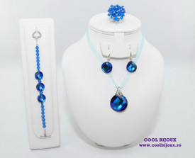 Set bijuterii cu cristale SWAROVSKI ELEMENTS - bermuda blue & capri blue