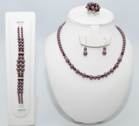 Set bijuterii cu cristale si perle SWAROVSKI ELEMENTS - burgundy