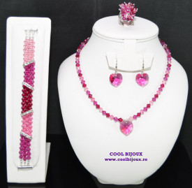 Set bijuterii cu cristale SWAROVSKI ELEMENTS - silver night & black diamond