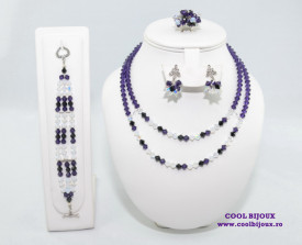 Set bijuterii cu cristale SWAROVSKI ELEMENTS - silver night & black diamond