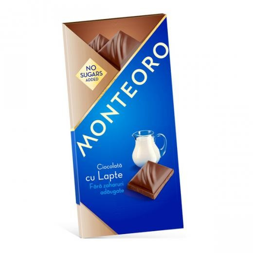 Ciocolata cu lapte fara zaharuri monteoro 90g sly nutritia (5941768000329)
