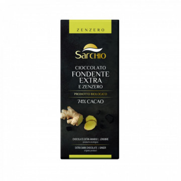 Ciocolata BIO fara gluten, neagra extra cu ghimbir, Sarchio - 80g