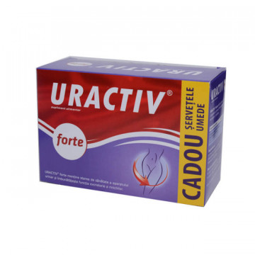 Uractiv forte - 10 cps + servetele intime gratis