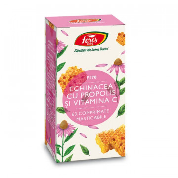 Echinacea cu propolis și vitamina C, F170 - 63 comprimate masticabile Fares