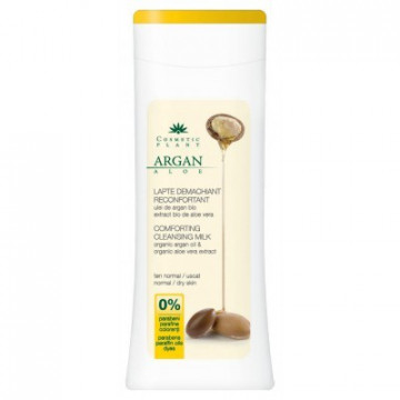 Lapte demachiant reconfortant cu ulei de argan bio si extract bio de aloe vera - 200 ml