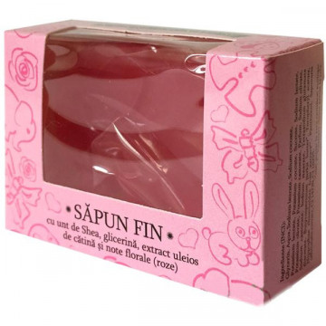 Sapun fin cu Shea, catina si note florale (roze) figurine - 50 g