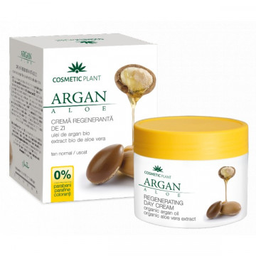 Crema regeneranta de zi cu ulei de argan bio si extract bio de aloe vera - 50 ml