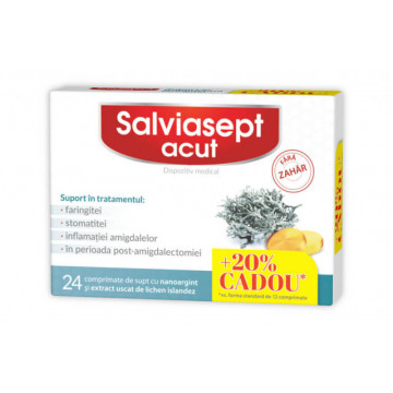 Salviasept acut fara zahar - 24 cpr-20% gratis