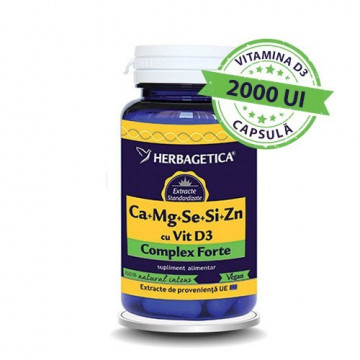 Ca+Mg+Se+Si+Zn cu Vitamina D3 Complex Forte - 60 cps