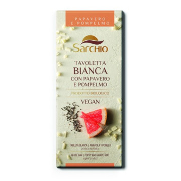Tableta ciocolata Bio vegana alba cu mac si grapefruit - 80 g