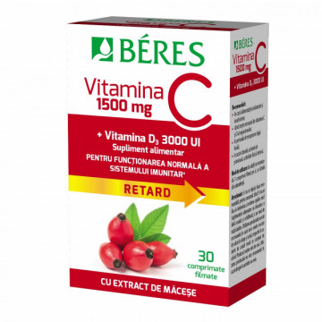Vitamina C 1500 mg + Vitamina D3 3000UI Retard - 30 cpr