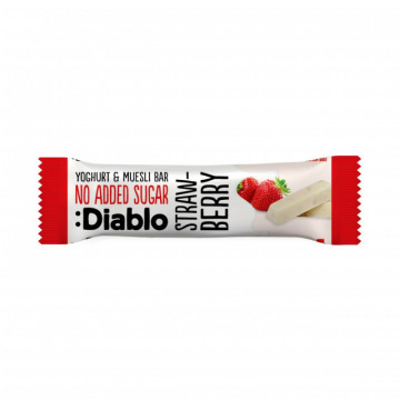 Baton musli cu aroma de capsuni si glazura de iaurt, fara adaos de zahar, Diablo - 30g