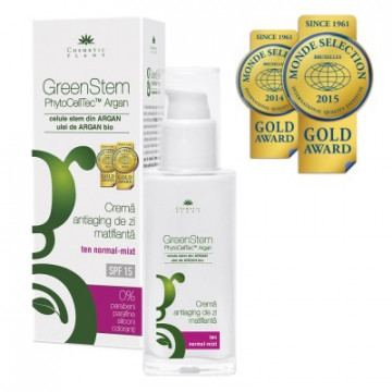 Crema GreenStem antiaging de zi matifianta cu SPF 15 - 50 ml