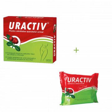 Uractiv - 21 cps + Servetele umede Uractiv Gratis