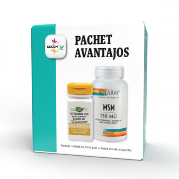 MSM 90 cps + Vitamin D3 - 30 cps Cadou