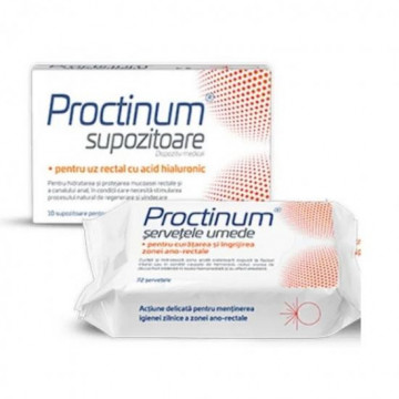 Proctinum supozitoare -10 buc + Servetele umede - 72 buc