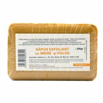 Sapun exfoliant cu miere si polen - 200 g Apidava