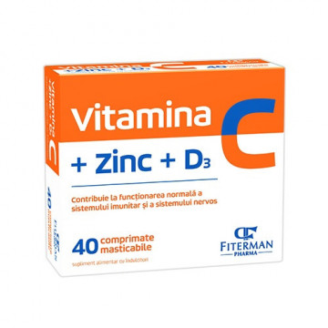 Vitamina C + Zinc + D3 fara zahar - 40 cpr