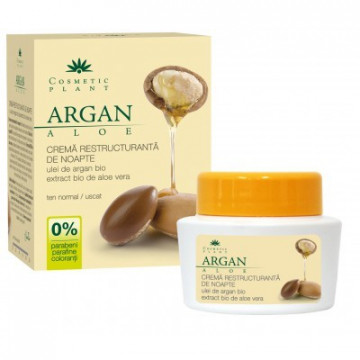 Crema restructuranta de noapte cu ulei de argan bio si extract bio de aloe vera - 50 ml