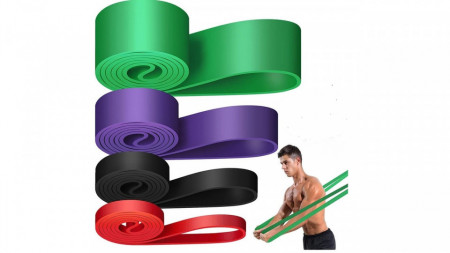 Banda elastica lunga Spowerts, resistance band pentru fitness, antrenament sala sau acasa, gimnastica recuperare, diverse grade de rezistenta