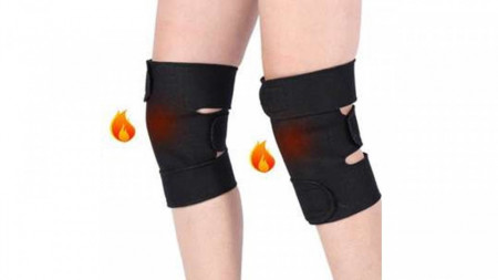 Orteza ajustabila pentru genunchi, cu magneti si turmalina, pentru sport si recuperare, negru, 70x23 cm