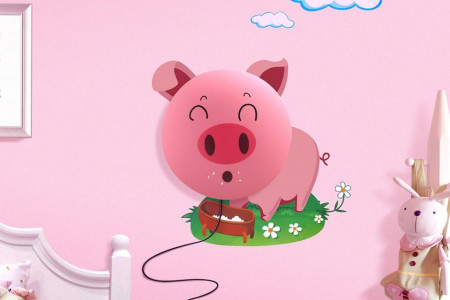 Lampa de perete Lovely Piggy, cu stickere