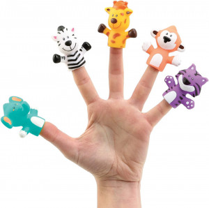 LUDI Set 5 marionete deget „SAFARI ANIMALS”