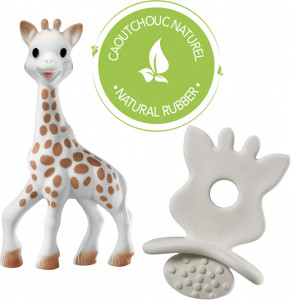 Set Girafa Sophie si figurina din cauciuc pentru rontait So pure