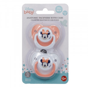 DISNEY MINNIE SET 2 SUZETE ORT0DONTICE DIN SILICON CU CAPAC DE PROTECTIE 0-6 LUNI