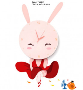 Ceas de perete Sweet Rabbit cu sticckere de perete
