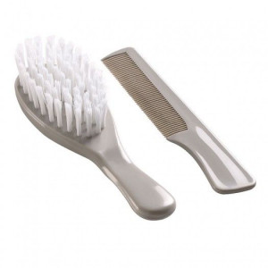 Set perie si pieptan pentru bebelusi Thermobaby-Gri