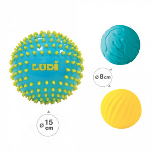 LUDI Set 3 mingii senzoriale, Bleu
