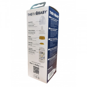Thermobaby-Biberon din sticla cu gat larg 230ml, tetina silicon, debit mediu