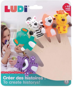 LUDI Set 5 marionete deget „SAFARI ANIMALS”