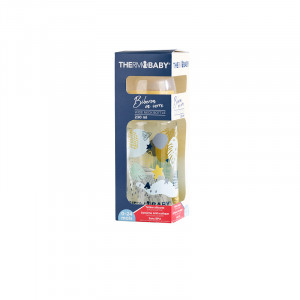 Thermobaby-Biberon din sticla cu gat larg 230ml, tetina silicon, debit mediu