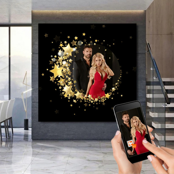 Tablou Canvas Semicerc Stelute Aurii Personalizat 1 Poza CFR7