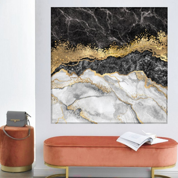 Tablou Canvas Abstract Black Marm ATF59