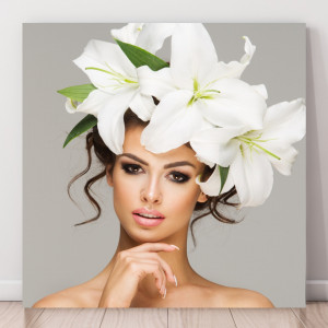 Tablou Canvas Beauty Femeie cu Crini Albi ALLFB33