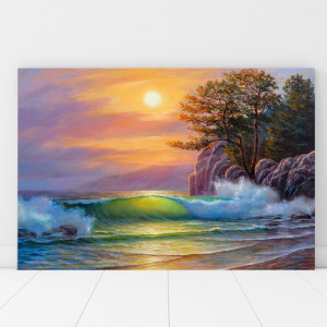 Tablou Canvas Peisaj de Mare cu Valuri Multicolore TPP3