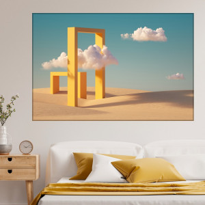 Tablou Canvas Peisaj Suprarealist Desert cu Nori AMAB6