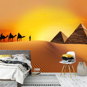 Fototapet Camile in Desert spre Piramide APS71