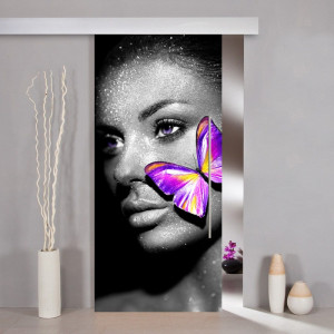 Fototapet Portret Fashion Femeie cu Fluture Violet FPRF2