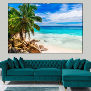 Tablou Canvas Palmieri pe Plaja cu Nisip BNLS49