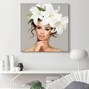 Tablou Canvas Beauty Femeie cu Crini Albi ALLFB33