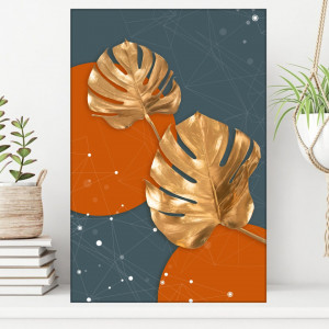Tablou Canvas Decorativ Frunze Aurii ILM18