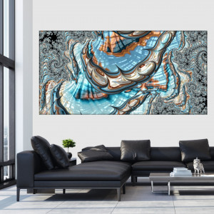 Tablou Canvas Fractal Abstract Blue Bubbles ADF24