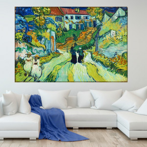 Tablou Canvas Van Gogh Stradă și Trepte în Satul Auvers VG72